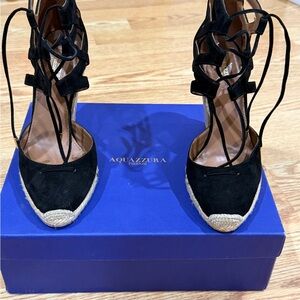Aquazzura Belgravia Wedge Suede Espadrilles  110mm